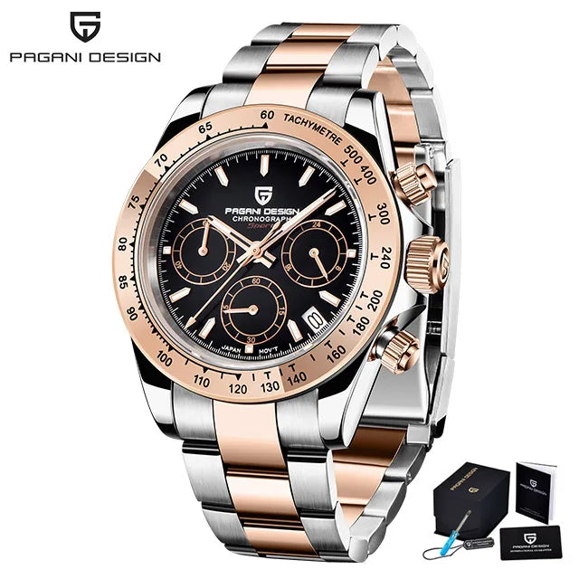 2025 New PAGANI Design Top Brand Men's Sports Quartz Watches Sapphire Stainless Steel Waterproof Chronograph Luxury Reloj Hombre