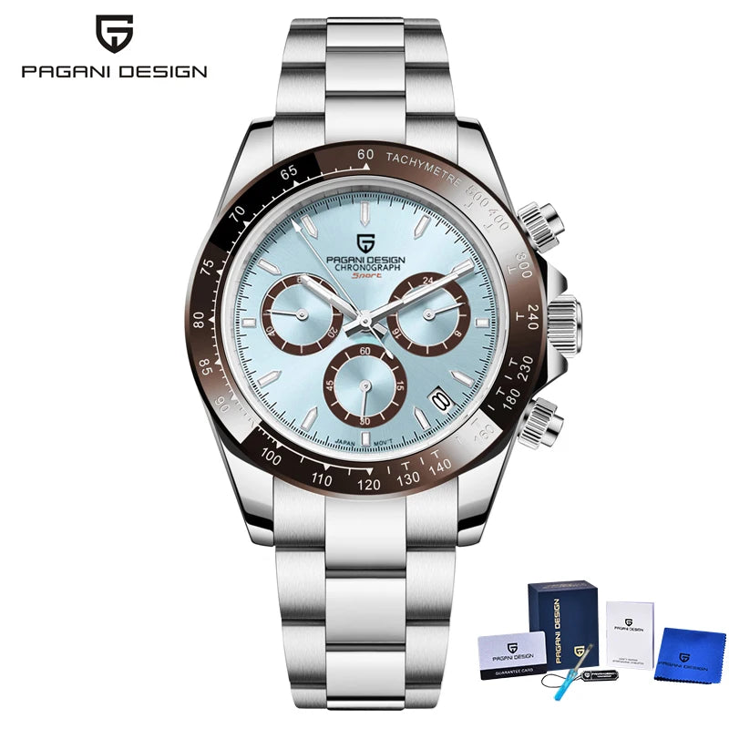 2025 New PAGANI Design Top Brand Men's Sports Quartz Watches Sapphire Stainless Steel Waterproof Chronograph Luxury Reloj Hombre