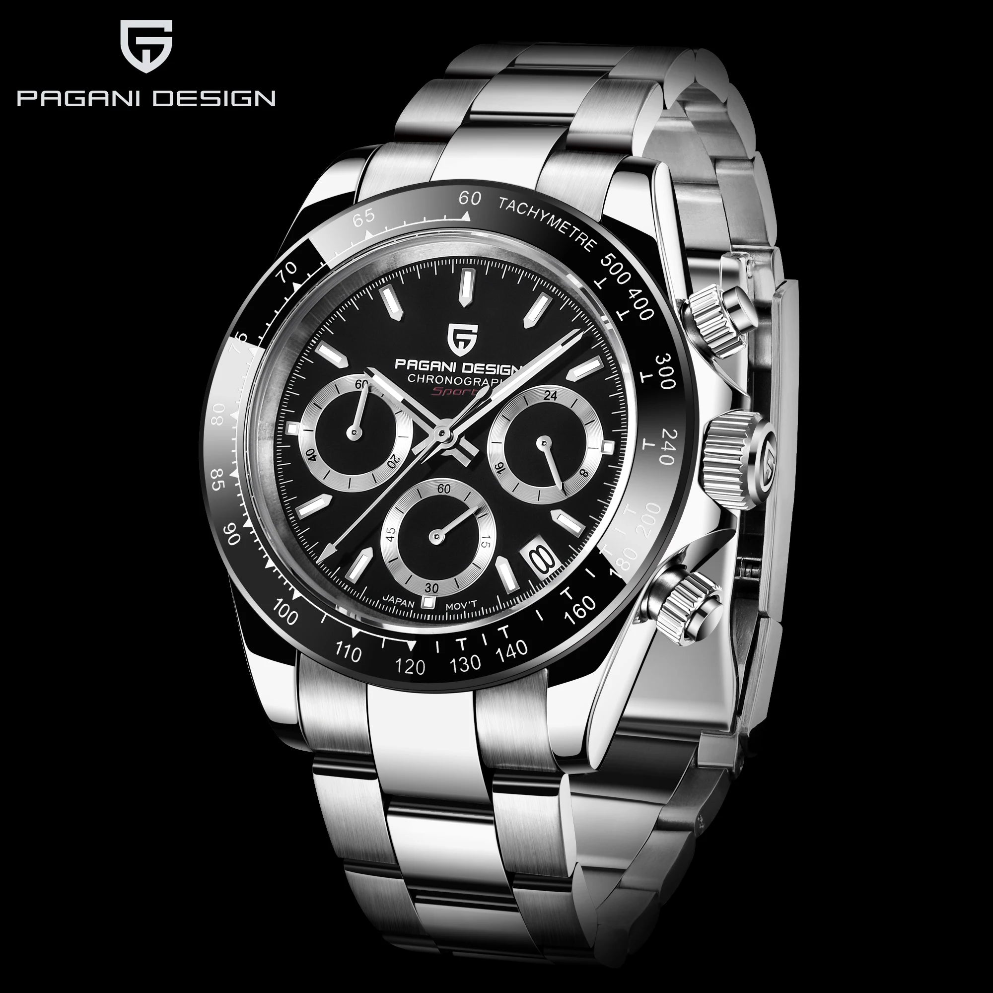 New PAGANI DESIGN Ceramic Bezel Men Quartz Wristwatches Luxurys Sapphire Glass Chronograph 100m Waterproof Stainless Watches Men