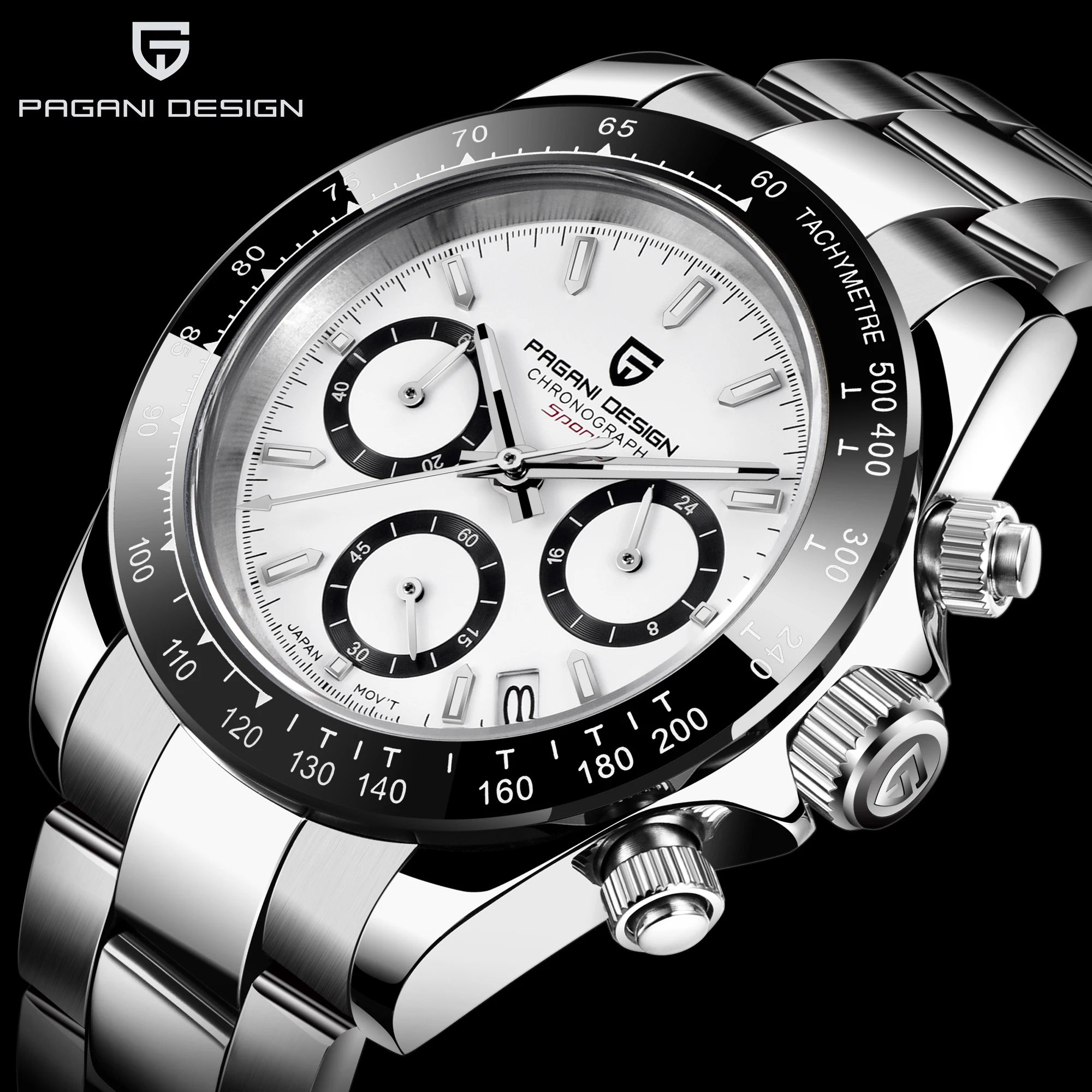New PAGANI DESIGN Ceramic Bezel Men Quartz Wristwatches Luxurys Sapphire Glass Chronograph 100m Waterproof Stainless Watches Men