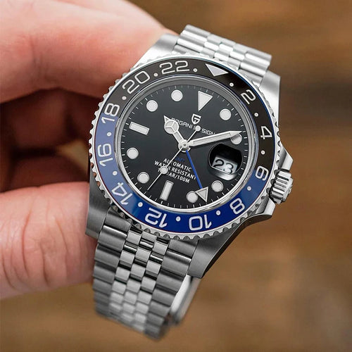 PAGANI DESIGN PD-1662 Luxury GMT Men Mechanical Wristwatch Sapphire Glass Stainless Steel 100M Waterproof Automatic Watches