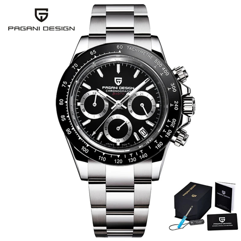 2025 New PAGANI Design Top Brand Men's Sports Quartz Watches Sapphire Stainless Steel Waterproof Chronograph Luxury Reloj Hombre