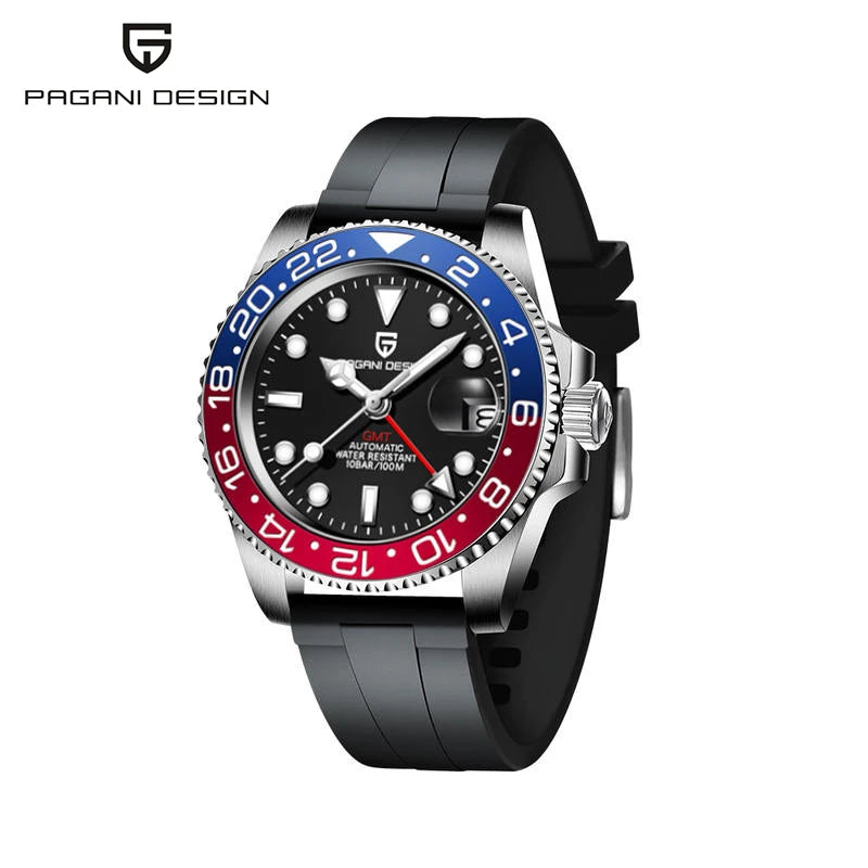 PAGANI DESIGN PD-1662 Luxury GMT Men Mechanical Wristwatch Sapphire Glass Stainless Steel 100M Waterproof Automatic Watches